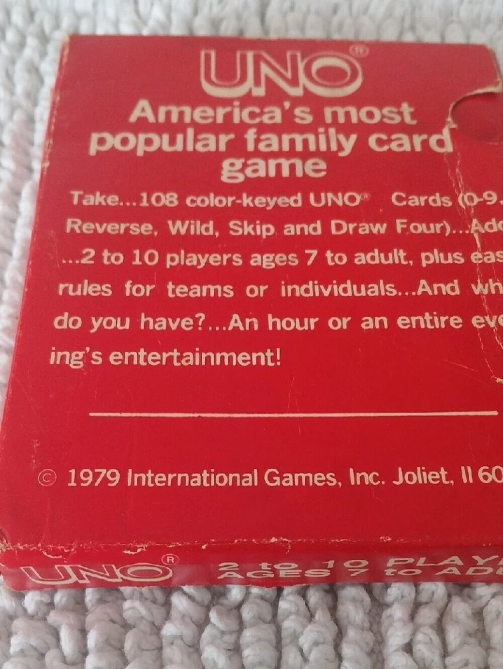 Mattel UNO Card Game - Red and Black Design 1979 Original